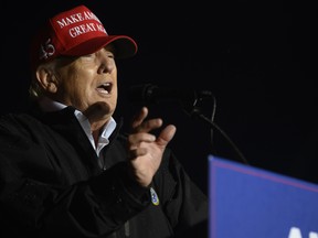 Former President Donald Trump speaks during a rally for Pennsylvania Republican U.S. Senate candidate Dr. Mehmet Oz at the Westmoreland County Fairgrounds on May 6, 2022 in Greensburg, Pennsylvania.