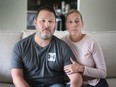 Underground worker Joe Bosley, shown with his wife Jodie at their Amherstburg home on March 1, 2022, feels the $80,000 fine levied Monday against his employer does not adequately address the severity of his on-the-job injuries sustained in in a 2020 industrial accident at K+S Windsor Salt.