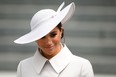 Meghan, Duchess of Sussex departs after the National Service of Thanksgiving to Celebrate the Platinum Jubilee of Her Majesty The Queen at St Paul's Cathedral on June 3, 2022 in London, England. (Photo by Daniel Leal - WPA Pool/Getty Images)