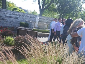 The new Dr. Lisa Ventrella-Lucente Healing Garden outside Hotel-Dieu Grace Healthcare is seen during its grand unveilling on Tuesday, June 21, 2022. The garden was created in honour of a Transition to Betterness board member who died of cancer in 2015. It will serve as a retreat for patients, families and staff, and a space to relieve stress in a tranquil outdoor setting.