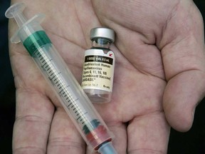 A vial of HPV vaccine is shown in this 2006 file photo.