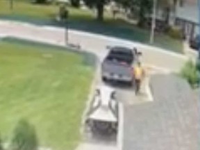 An image from a home surveillance camera showing the theft of a Jet Ski from a residence in Lakeshore on June 8, 2022.