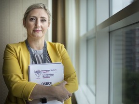 CUPE’s Ontario School Board Council of Unions President, Laura Walton, is pictured during a convention at Caesars Windsor, on Tuesday, June 7, 2022.