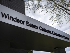 The Windsor-Essex Catholic District School Board office are pictured on April 14, 2021.