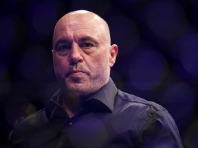 Joe Rogan looks on during the UFC 273 event at VyStar Veterans Memorial Arena on April 9, 2022 in Jacksonville, Florida.