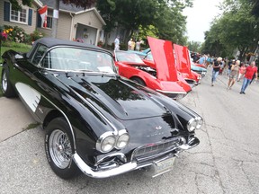 A row of classic cars on Dalhousie Street in Amherstburg are seen during the Amherstburg's Gone Car Crazy Show on Sunday, July 24, 2022.