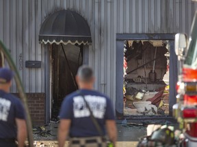 Windsor firefighters at the scene of a blaze at 495 Tuscarora St. on July 14, 2022.