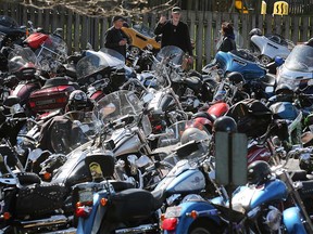 A sea of motorcycles at a Hogs for Hospice event in Kingsville in 2019.