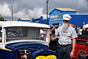 Gary Peifer and his custom-built 1930 Ford Model A 'Milk Truck' at the Hot Wheels Legends Tour car show in Windsor on July 16, 2022.