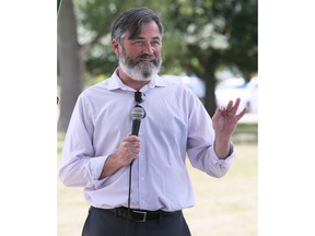 Kieran McKenzie is shown at a press conference on Friday, July 29, 2022, where he announced his bid for re-election for Windsor city council in Ward 9.
