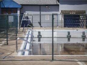 A closed Lanspeary Park pool is seen on June 30, 2022.