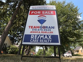 A Re/Max sign is shown at a home for sale in Windsor on Thursday, July 21, 2022. The annual housing affordability index published this week by Re/Max Canada reported Windsor house prices had risen 24.2 per cent year-over-year.