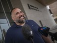 Ward 3 Coun. Rino Bortolin holds a press conference outside city hall on Wednesday, July 6, 2022, where he announced he is not running for re-election in the upcoming municipal election.