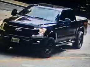 A surveillance camera image of a pick-up truck that allegedly followed a female youth in Amherstburg on July 11, 2022.