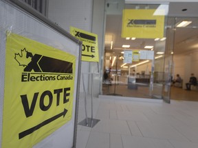 COVID-19 has made finding election polling stations more challenging. Shown here is the advanced polling station at Devonshire Mall on Sept. 14, 2021, during the provincial election.