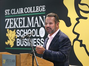 The Zekelman Centre of Business and Information Technology at St. Clair College was officially opened on Wednesday, July 27, 2022. Barry Zekelman, CEO of Zekelman Industries speaks during the event.