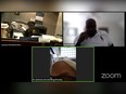 QaShontae Short, bottom, is pictured in a Zoom virtual hearing, making her case against, Richard Jordan, top right, which she claims caued her "emotional distress" for failing to show up for a date, in front Judge Herman Marable Jr.