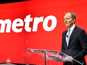 Metro Inc. chief executive officer Eric La Flèche is seen addressing shareholders on Jan. 25, 2022, during the company's virtual annual meeting.