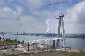 Part of the construction site at the Canadian gateway to the Gordie Howe International Bridge, which will soon span the Detroit River, will be shown Friday.