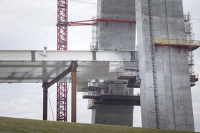 Giant girders that will eventually make up the ramp section of the Gordie Howe International Bridge will be on display on Thursday.