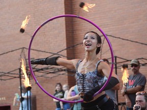 The NorthFIRE Circus performs at Busk On the Block in Windsor's Walkerville area on Aug.  6, 2022.