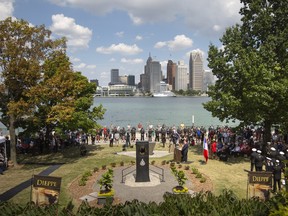 A commemoration marking the 80th anniversary of the Dieppe Raid is held in Dieppe Gardens in Windsor, Ont., on Friday, August 19, 2022.