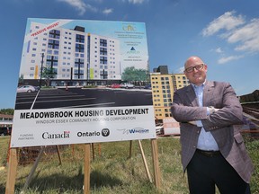 Windsor mayor Drew Dilkens is shown at the Meadowbrook Housing Development on Wednesday, August 10, 2022.