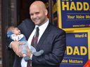 Edy Haddad launched his Ward 4 campaign Saturday, Aug. 13, 2022, with a kick off party at Vibe Cafe on Erie Street East. He was joined by his two-month-old second cousin Charlie Zina.