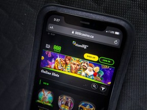 An iGaming site on a smartphone.