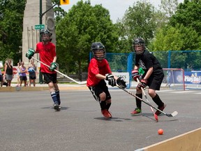 A scene from the PlayOn! street hockey event in London, Ontario, in 2016.