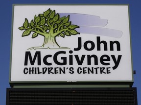 John McGivney Children's Centre sign is shown on Matchett Road, April 1, 2015.