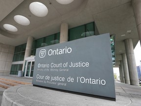 The exterior of the Ontario Court of Justice in Windsor is shown on April 22, 2021.