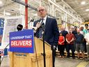 Incumbent Mayor Drew Dilkens visits Valiant Machine and Tool Inc. while on the campaign trail to announce his plan for local economic diversification, job creation, and growth on Wednesday, Sept. 15, 2022.