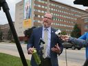 Windsor Mayoral Candidate Chris Holt speaks at a press conference in front of Windsor Regional Hospital's Ouellet Campus on Tuesday, September 20, 2022.