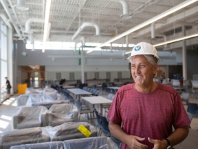Todd Awender, superintendent of education with the local public school board, is shown Aug. 24, 2022, what will be the North Star High School's cafeteria in Amherstburg.