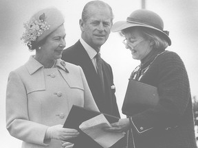 The City of Windsor is preparing a book of condolences and other events and honours to commemorate the queen's passing. Queen Elizabeth II and Prince Philip are shown in this Oct. 1, 1984, file photo being greeted by Windsor then-mayor Elizabeth Kishkon at Dieppe Park.