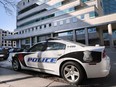 A Windsor police vehicle outside downtown headquarters in February 2020.