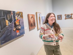 Sophie Hinch, education and public programs coordinator at AWE, provided a look at The Artists of Colour: Abstracted Realities exhibit, on Wednesday, Oct. 19, 2022.