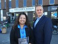 Ward 3 candidate Brian Yeomans and Rukshini Ponniah-Goulin, executive director of the Downtown Mission, are seen outside the Downtown Mission on Tuesday, Oct. 5, 2022.