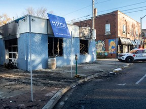 Severe fire damage can be seen at the milos greek grill on wyandotte street east in walkerville after an early morning fire, on thursday, oct. 27, 2022.