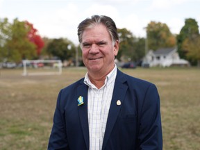 Ward 8 incumbent councillor Gary Kaschak shares his re-election platform at Kinsmen Norman Road Park on Thursday, Oct. 13, 2022.