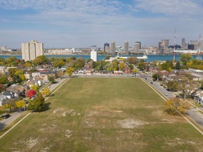 Blank canvas for development. An aerial view of the former Grace hospital site is shown on Wednesday, Oct. 12, 2022, the same day as details of a proposed $100-million 'Global Village' were unveiled.