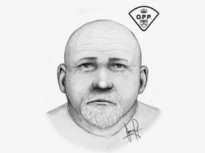 A composite image of an adult male suspect who Leamington OPP say tried to meet a 'young person' after online communication.