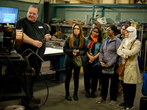 Women from W.E.S.T (Women's Enterprise Skills Training) get a tour of Anchor Danly during Manufacturing Day, organized by Workforce WindsorEssex and Invest WindsorEssex, on Friday, Oct. 7, 2022.