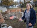 Cheri Robbins is pictured in her son's backyard in the Town of Essex where the construction of her tiny home is taking place, on Thursday, Oct. 27, 2022.