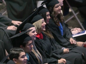Graduating students are shown Friday, Oct. 14, 2022, during the first of two days of in-person fall convocation ceremonies at the University of Windsor's Toldo Lancer Centre.