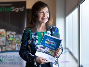 Lisa Kolody, executive director of the WindsorEssex Community Foundation, is pictured during the release of the 2022 Vital Signs Report, during a press conference at Art Windsor-Essex, on Wednesday, Oct. 5, 2022.