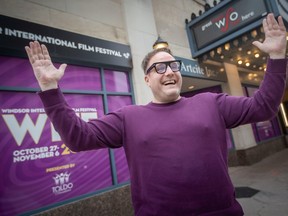 WIFF Executive Director, Vincent Georgie, is ecstatic for the opening of the Windsor International Film Festival, as he is pictured outside the Capitol Theatre, on Wednesday, Oct. 26, 2022.