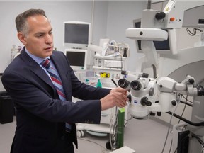 Dr. Barry Emara, lead ophthalmologist, Vision Care Strategy, Ontario Health, and co-owner of the recently opened Windsor Surgical Centre, provides a tour of one of the operating rooms, on Thursday, Oct. 13, 2022.