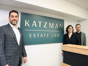 Eric Katzman, owner and lead lawyer of Katzman Family Law with his team of Jasmine Savage (paralegal) and  Sam Abbott (lawyer).  -  Photo by Rebecca Wright